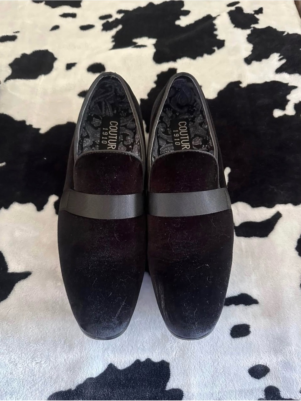 Black Velvet Slip-On Loafers for Men